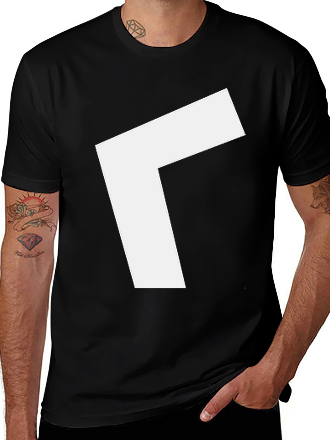 Modern Black T-Shirt with White Arrow Design