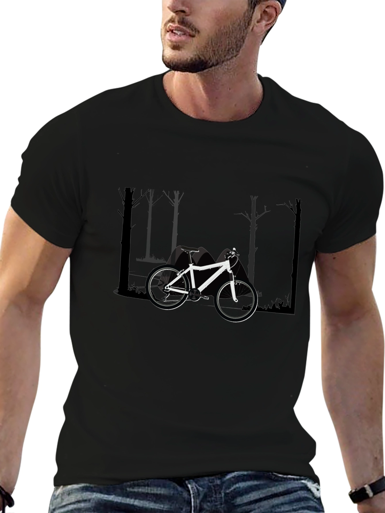Mountain Biking Graphic Tee - Black