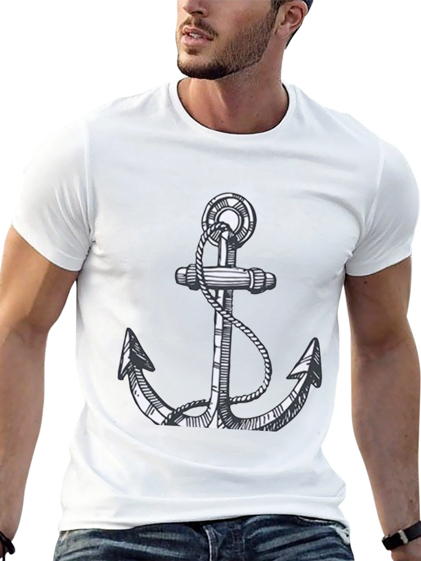 Anchor Graphic Tee - Classic Nautical Style