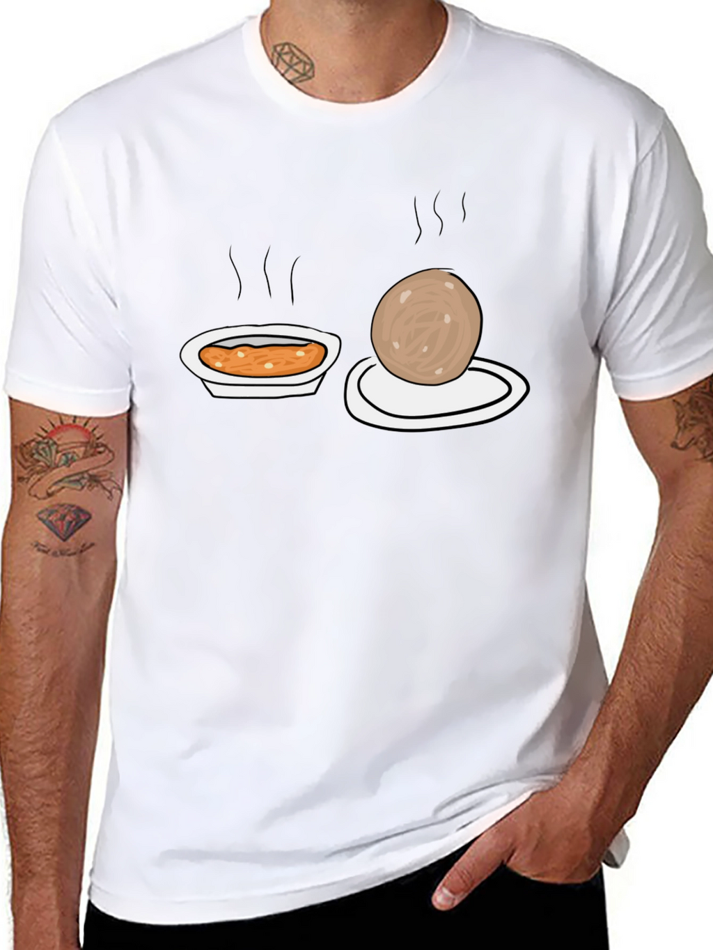 Humorous Food Graphic T-Shirt - Black