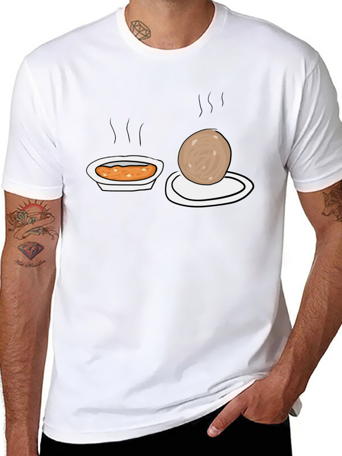 Humorous Food Graphic T-Shirt - Black