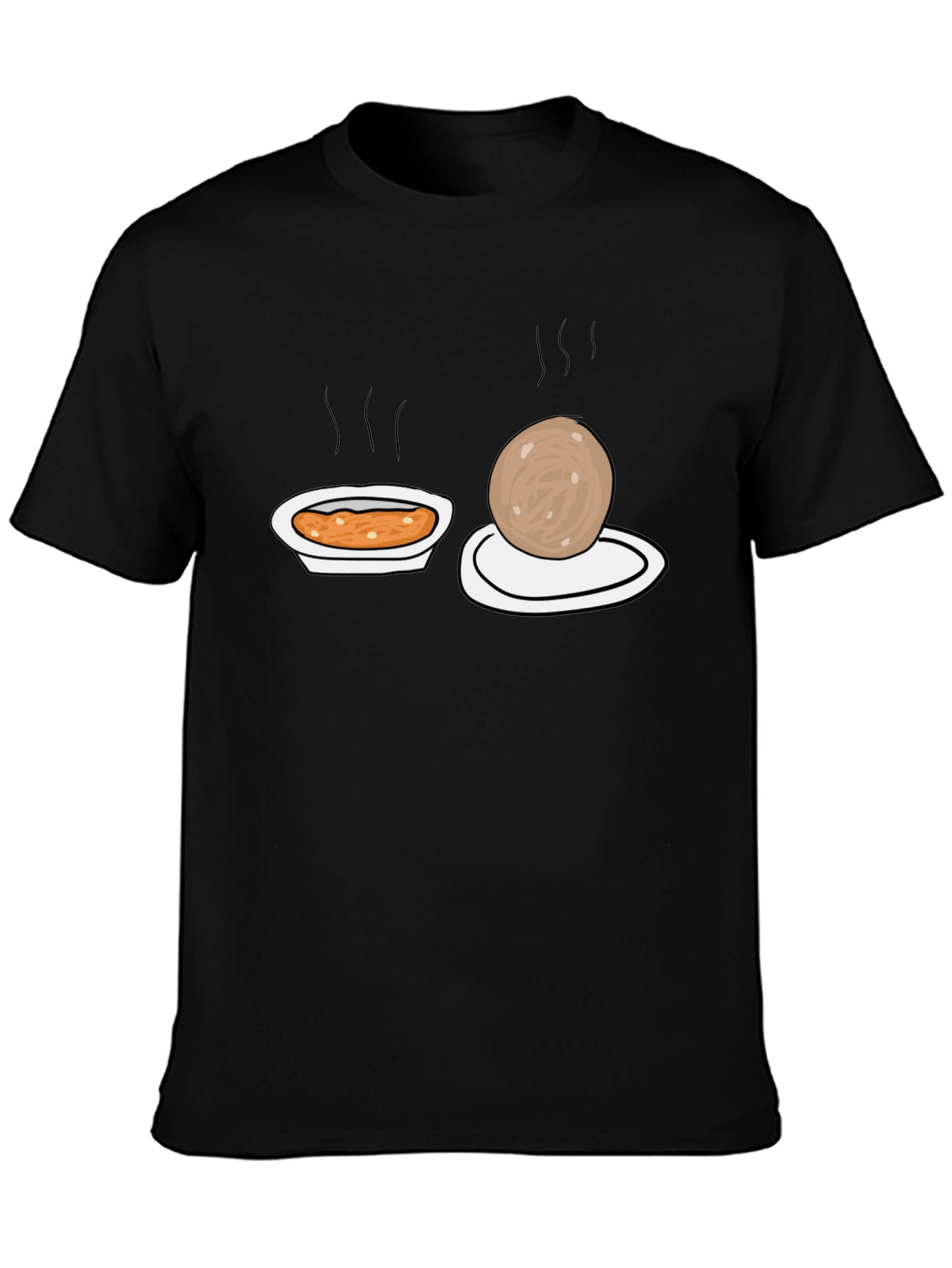 Humorous Food Graphic T-Shirt - Black