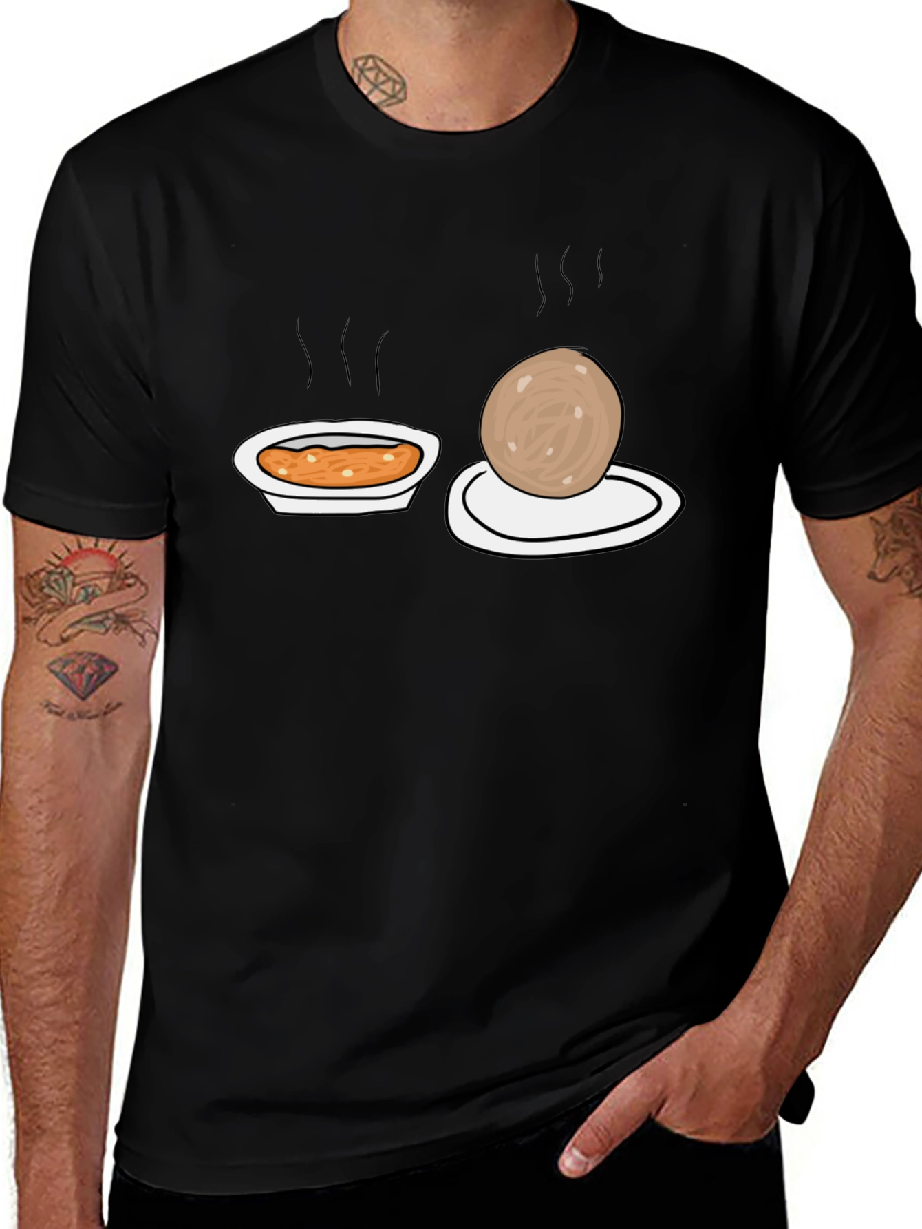 Humorous Food Graphic T-Shirt - Black