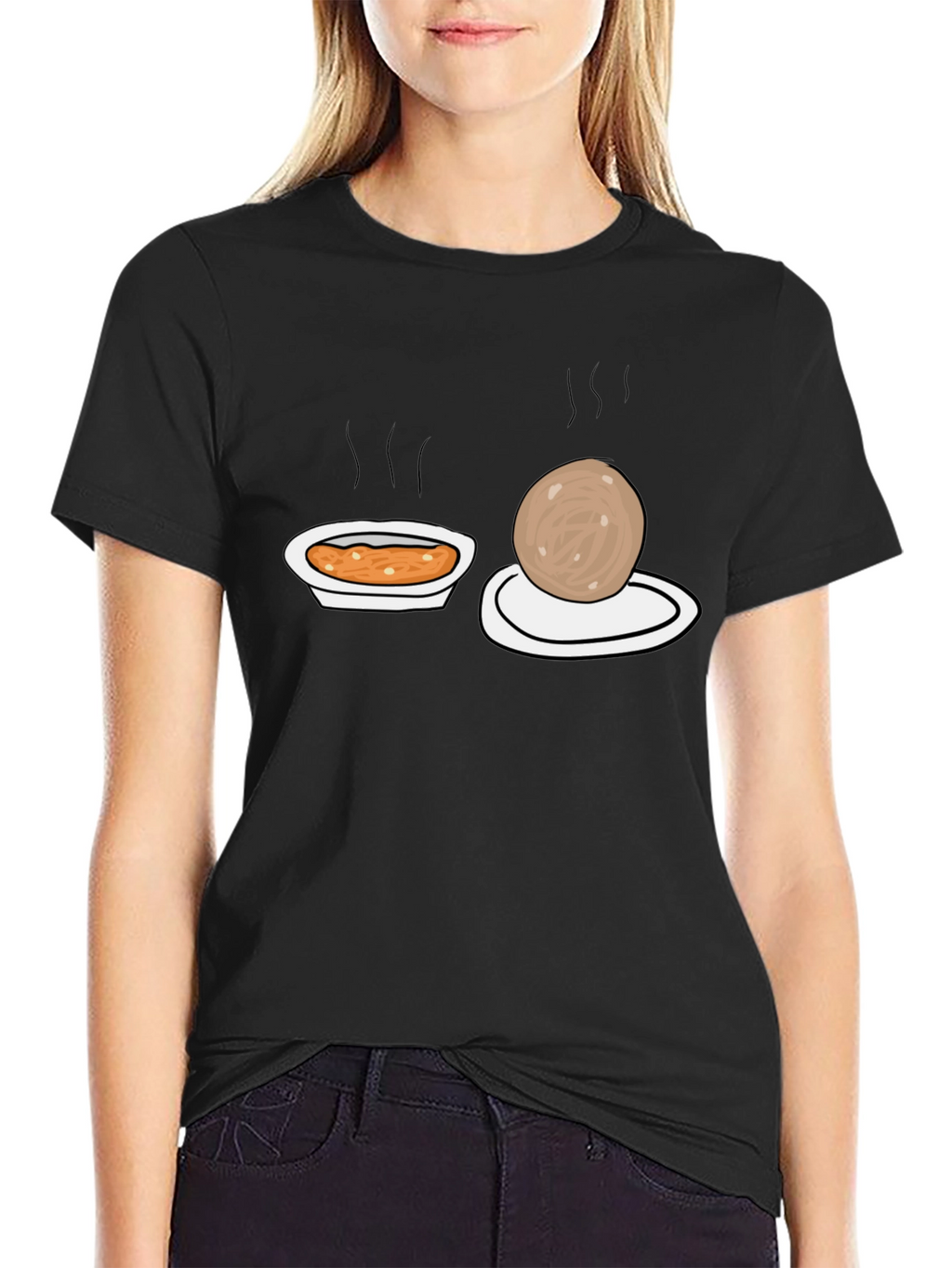 Humorous Food Graphic T-Shirt - Black