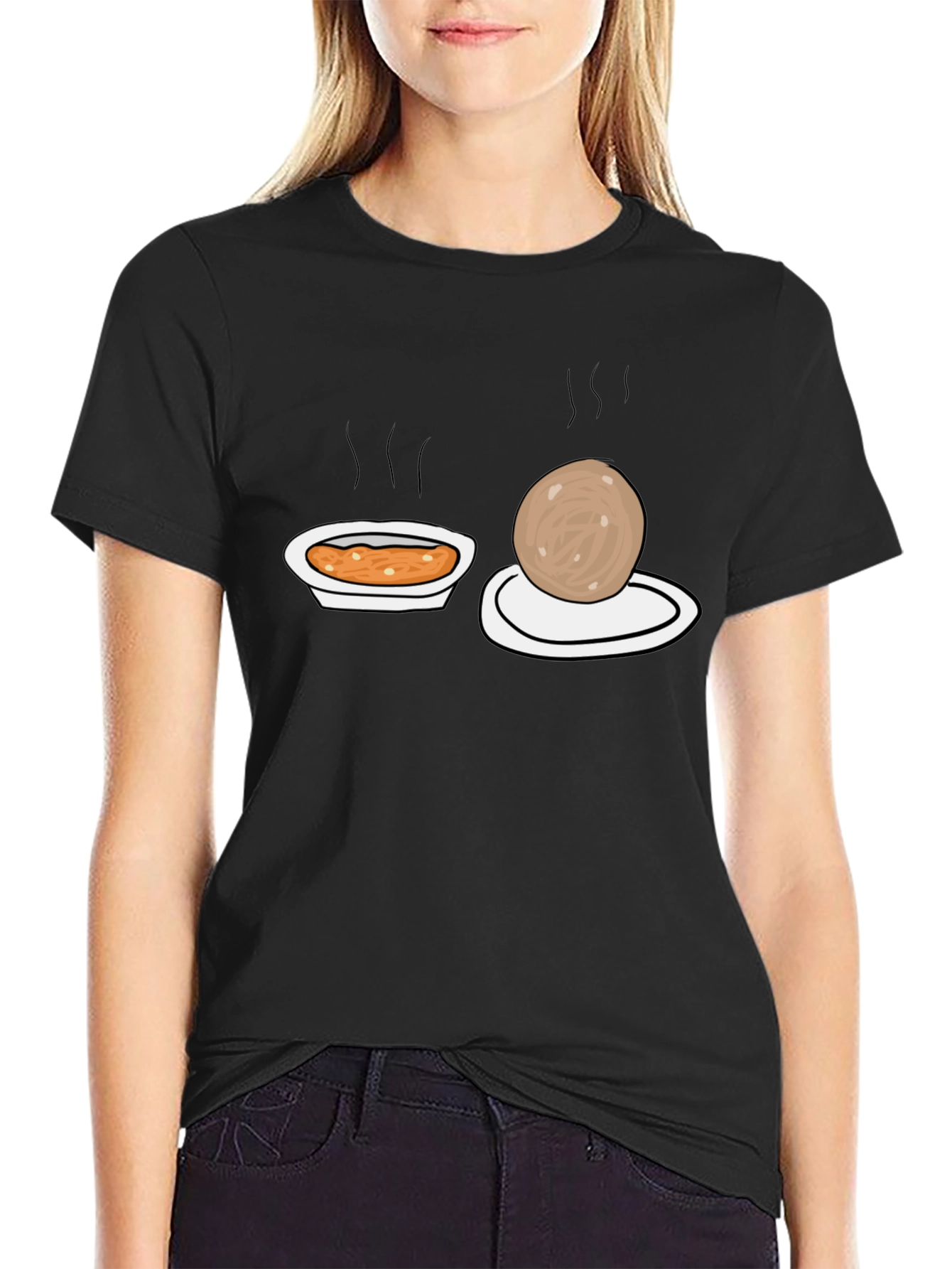 Humorous Food Graphic T-Shirt - Black