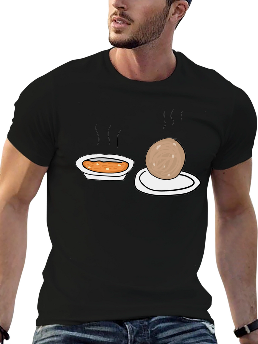 Humorous Food Graphic T-Shirt - Black
