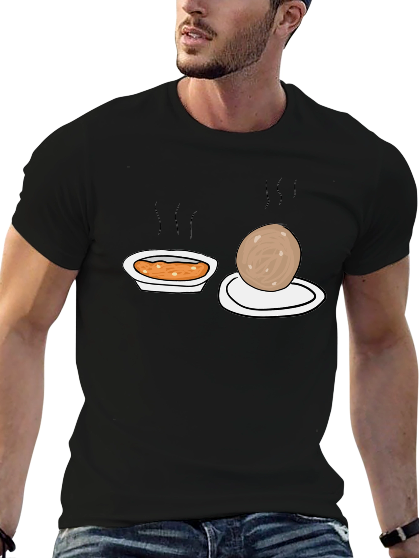 Humorous Food Graphic T-Shirt - Black