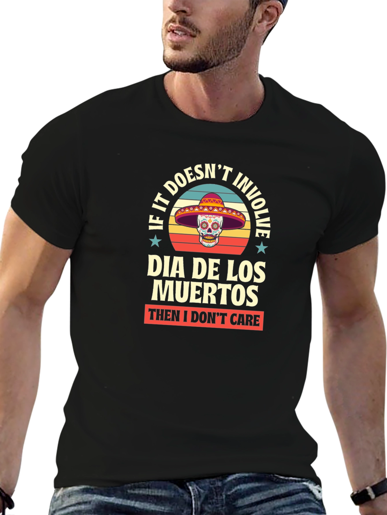 Dia De Los Muertos T-Shirt - Skull Sombrero Tee