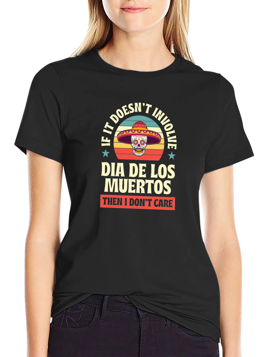 Dia De Los Muertos T-Shirt - Skull Sombrero Tee