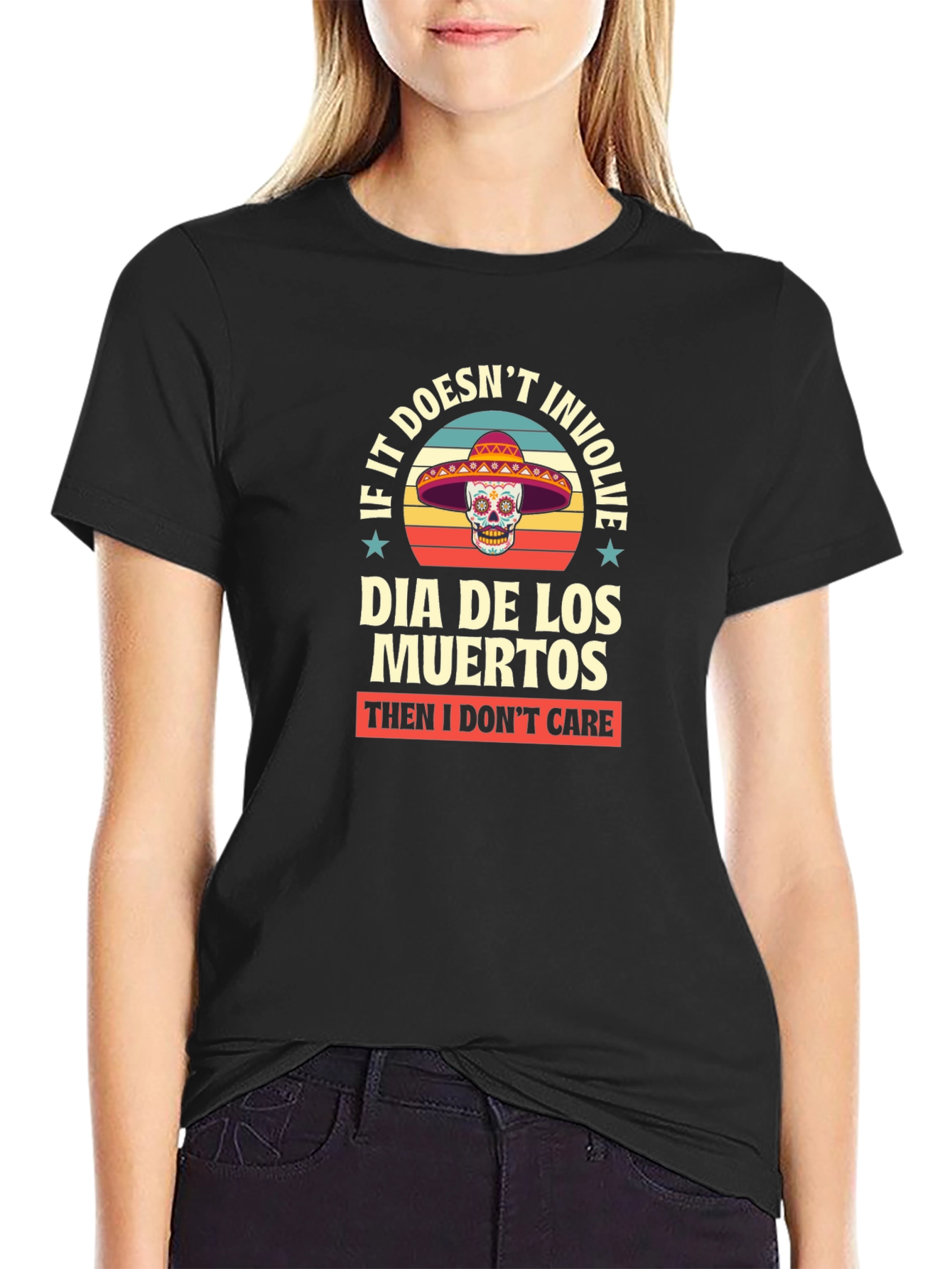 Dia De Los Muertos T-Shirt - Skull Sombrero Tee
