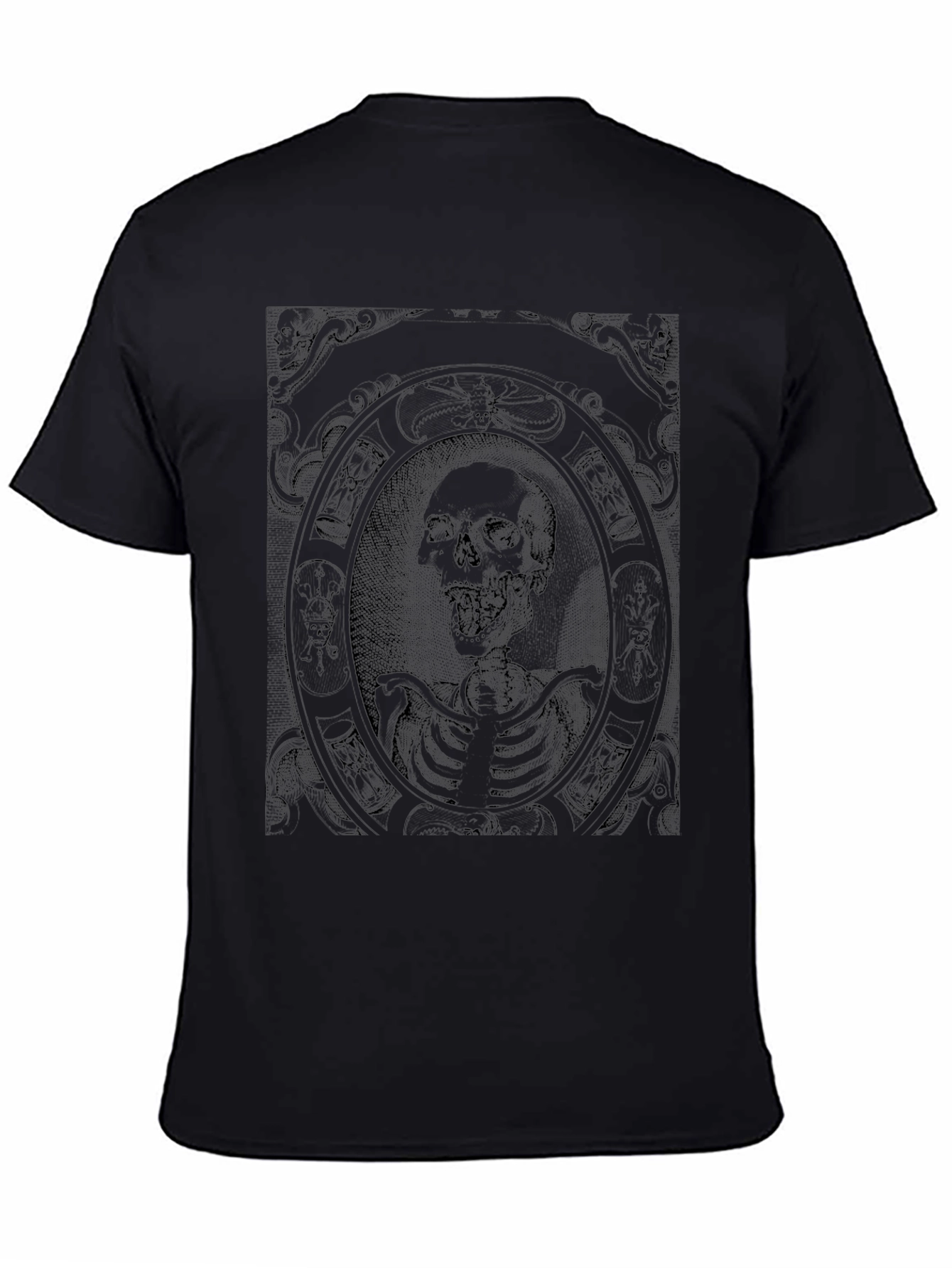 Gothic Skeleton Portrait Graphic Tee - Black