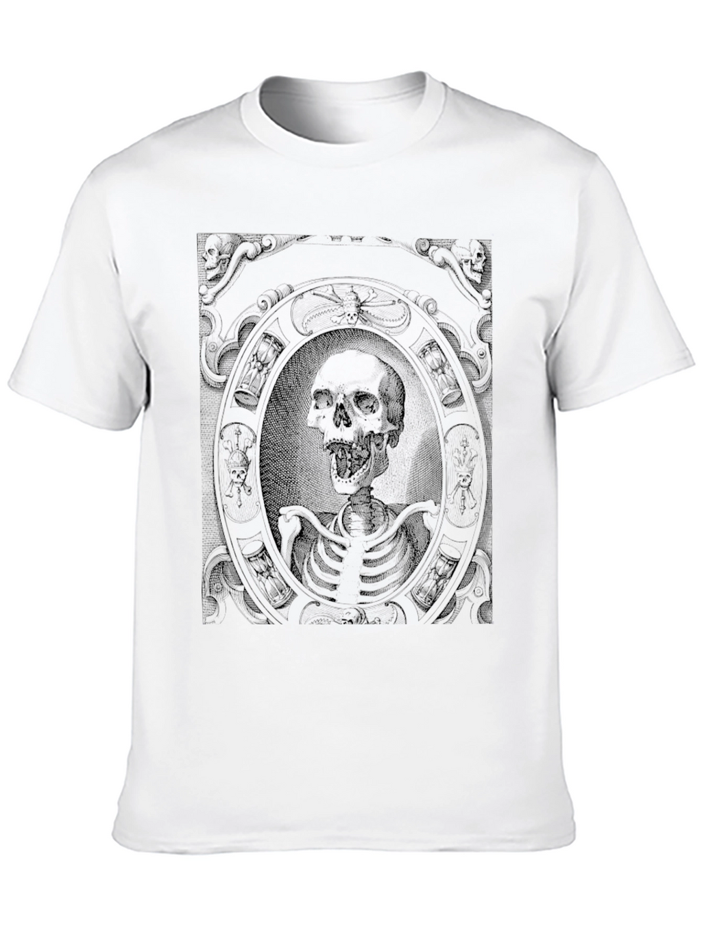 Gothic Skeleton Portrait Graphic Tee - Black