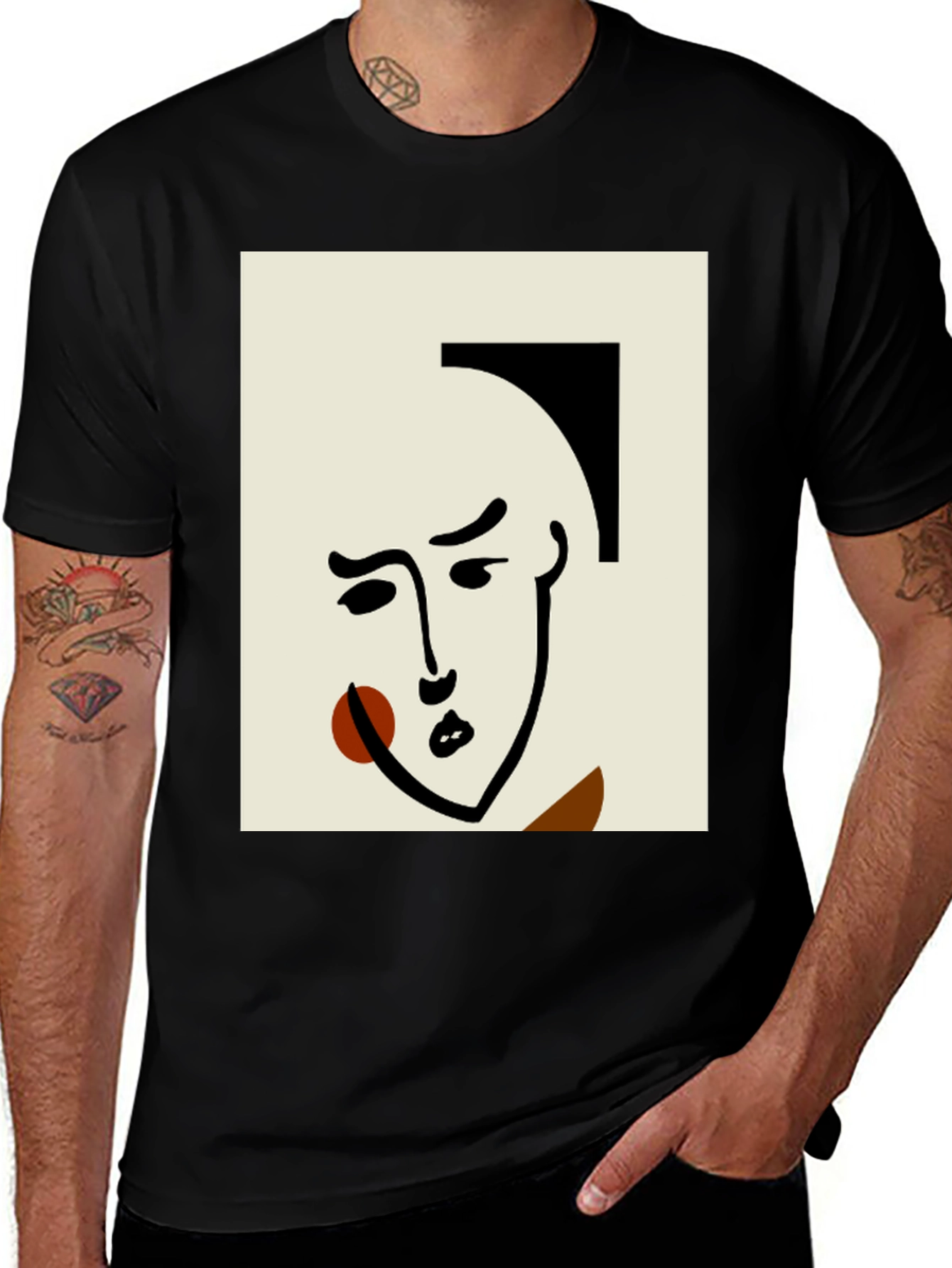 Abstract Art Face Black T-Shirt
