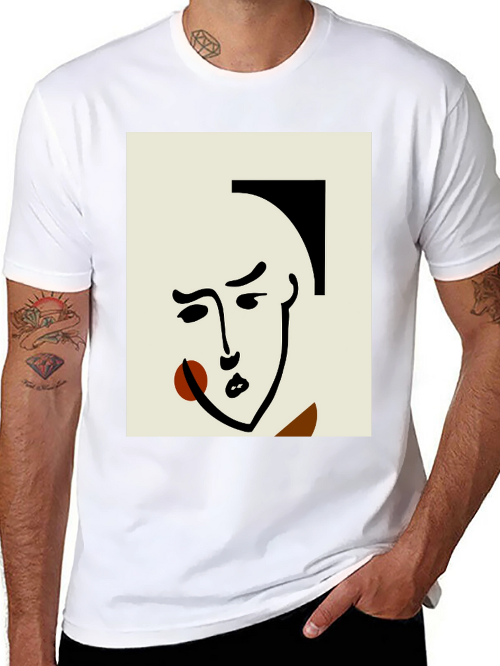 Abstract Art Face Black T-Shirt