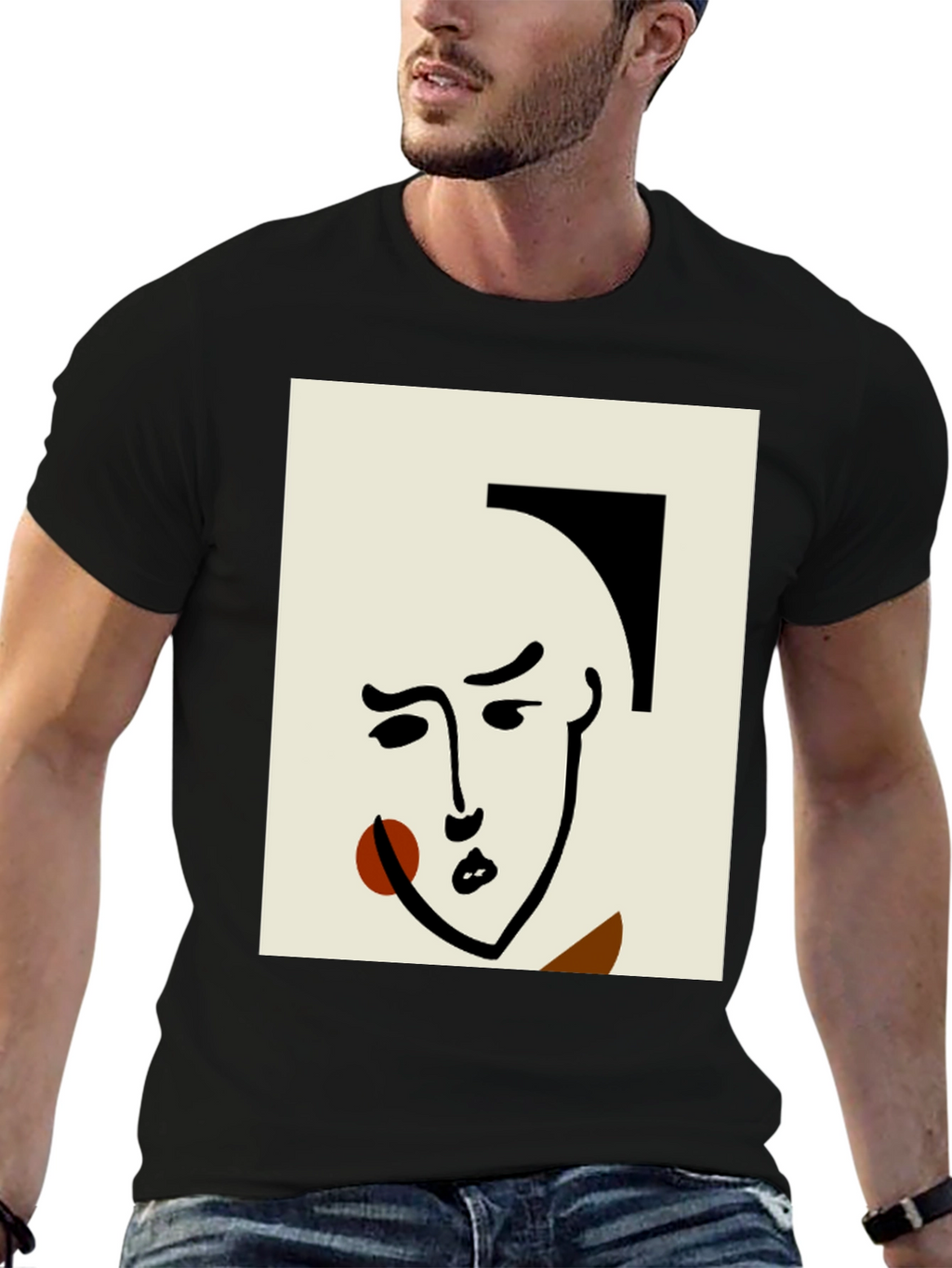 Abstract Art Face Black T-Shirt