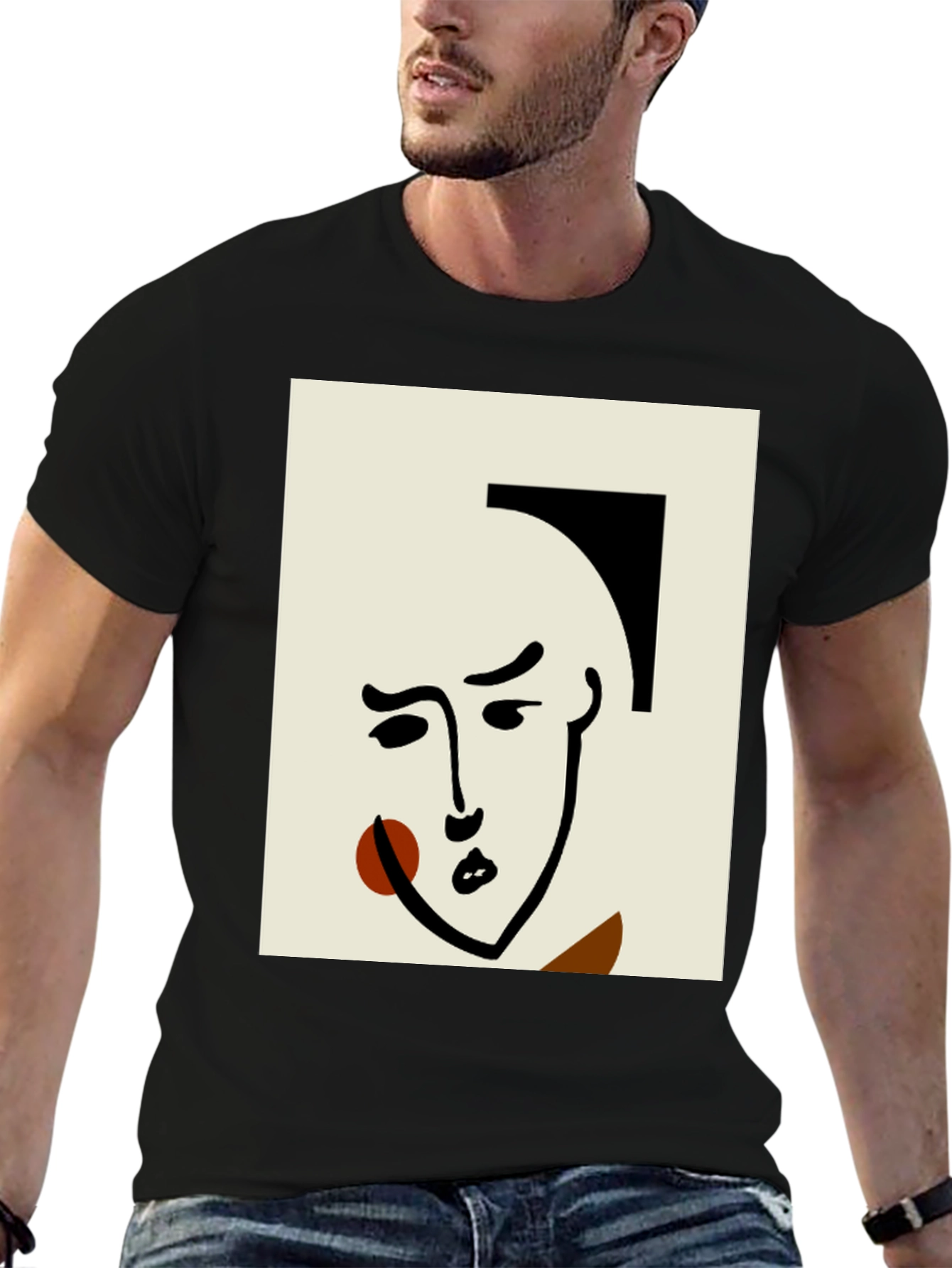 Abstract Art Face Black T-Shirt