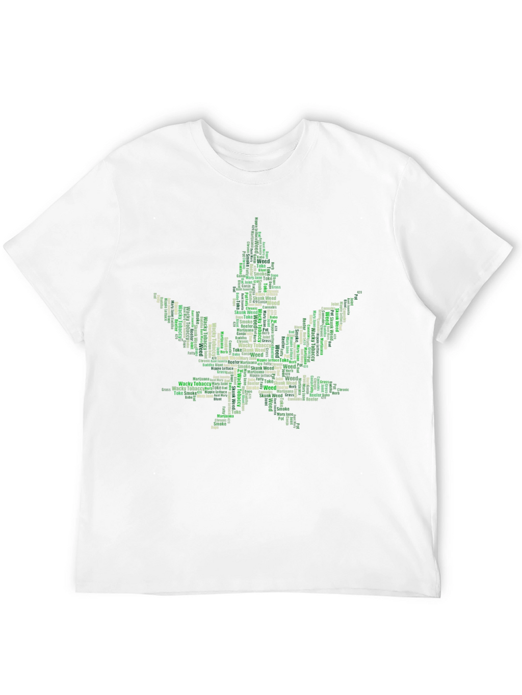 Weed Leaf Word Art Black T-Shirt