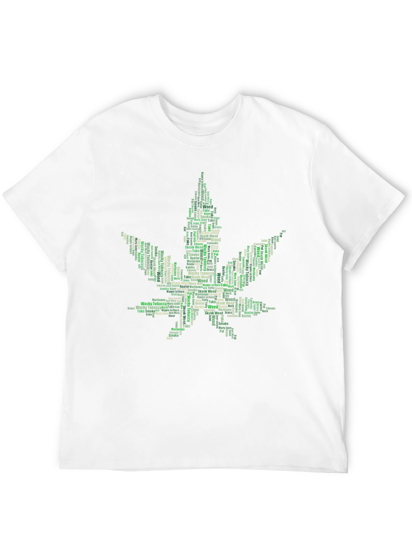 Weed Leaf Word Art Black T-Shirt