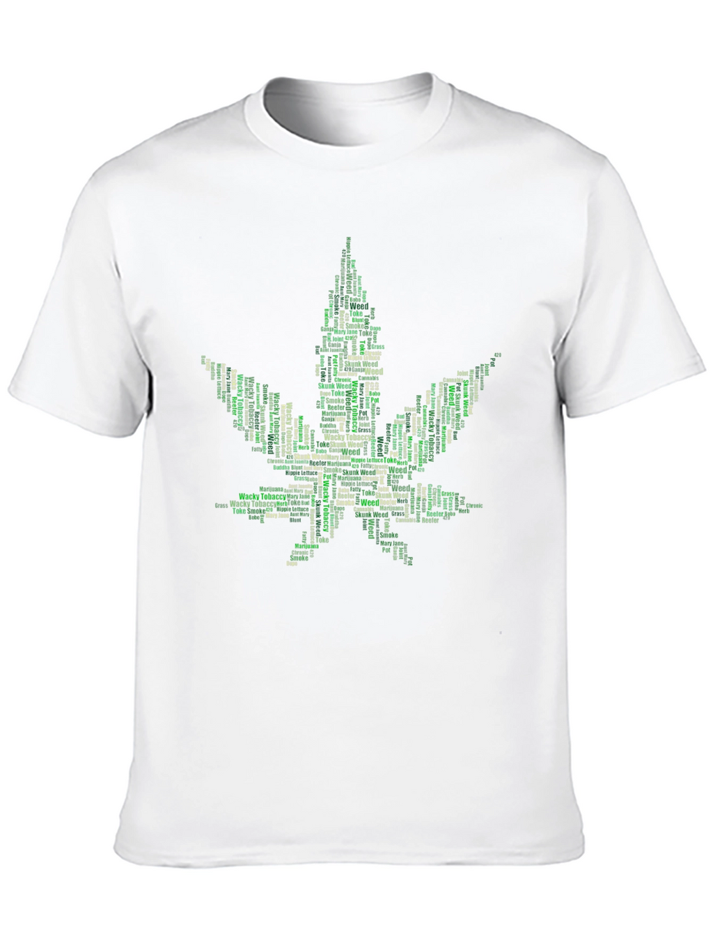 Weed Leaf Word Art Black T-Shirt