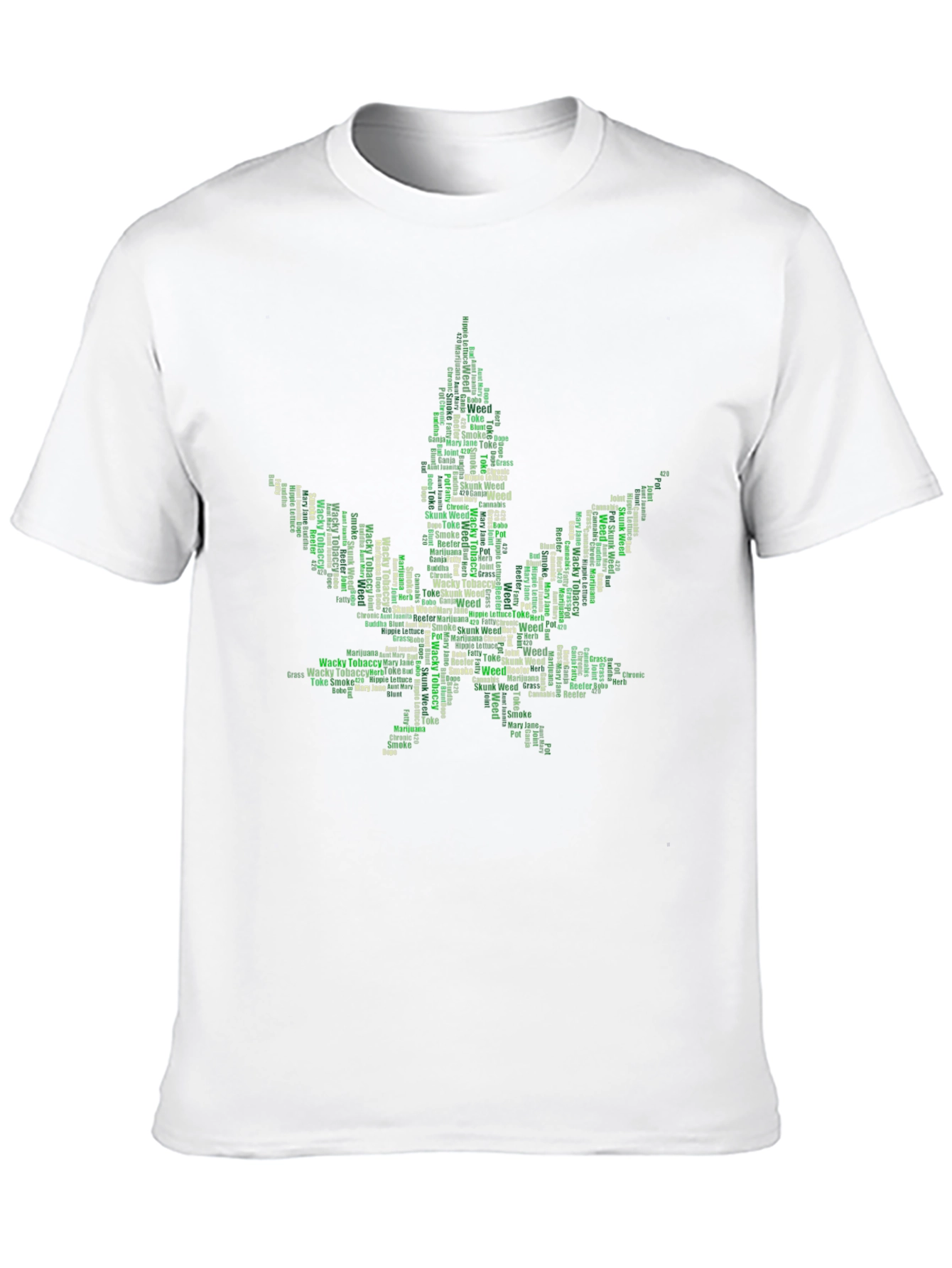 Weed Leaf Word Art Black T-Shirt
