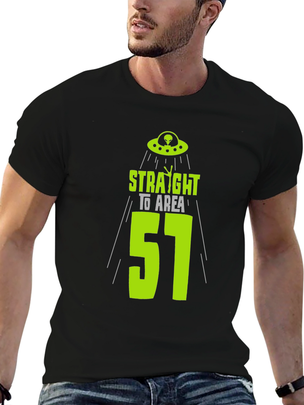 Area 51 Alien T-Shirt - Black Cotton UFO Design
