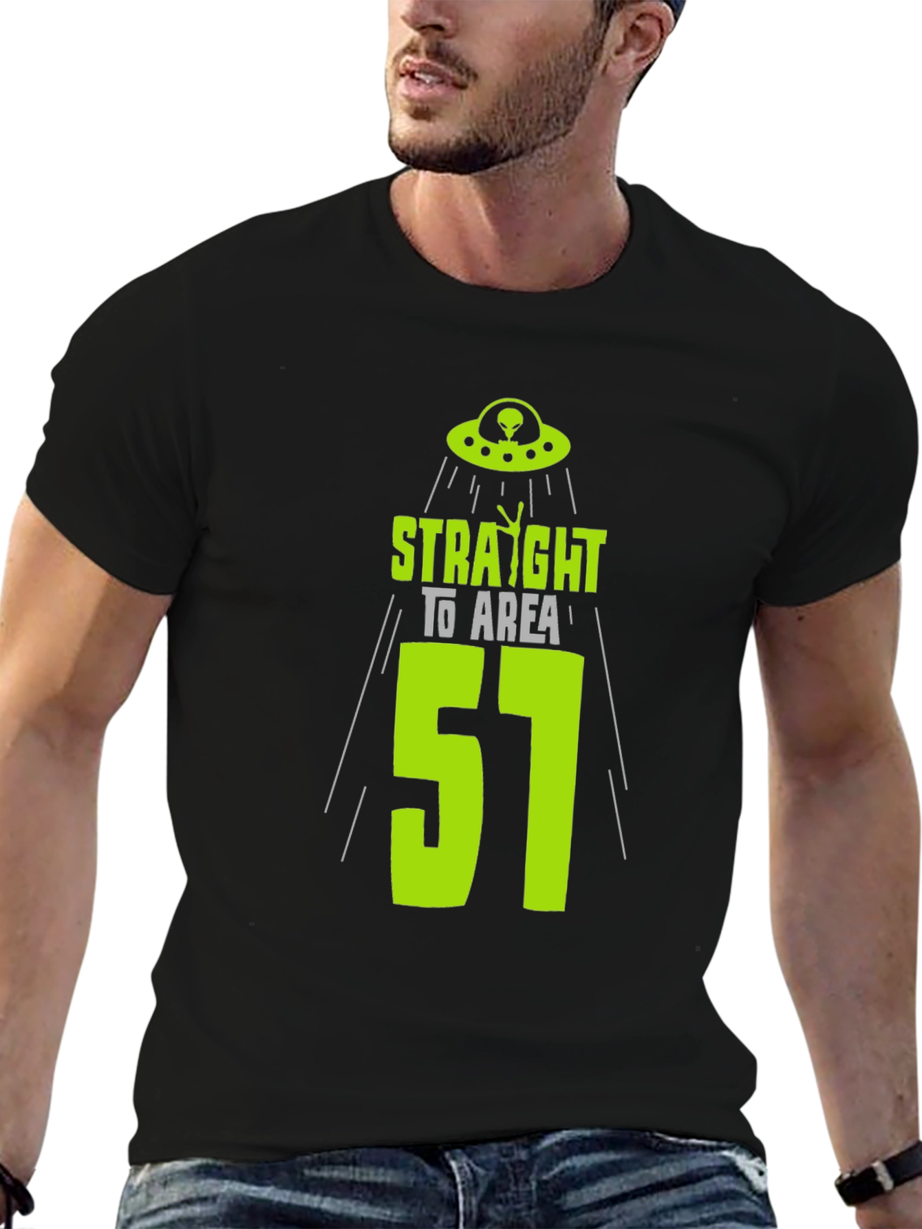 Area 51 Alien T-Shirt - Black Cotton UFO Design