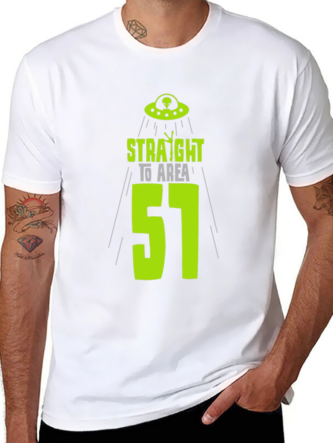 Area 51 Alien T-Shirt - Black Cotton UFO Design