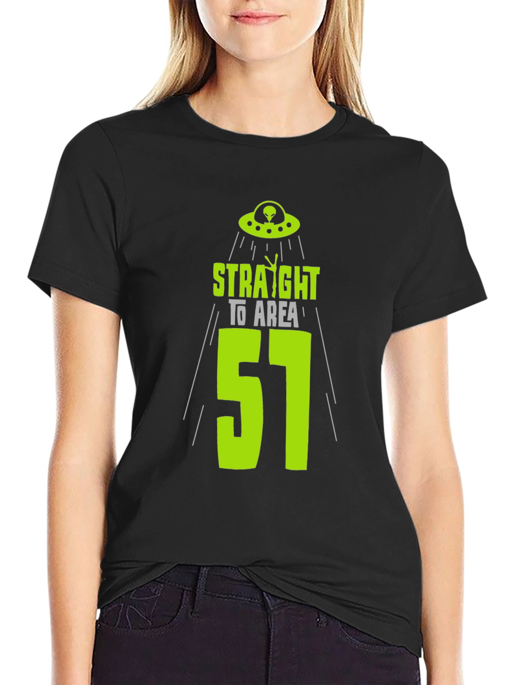 Area 51 Alien T-Shirt - Black Cotton UFO Design