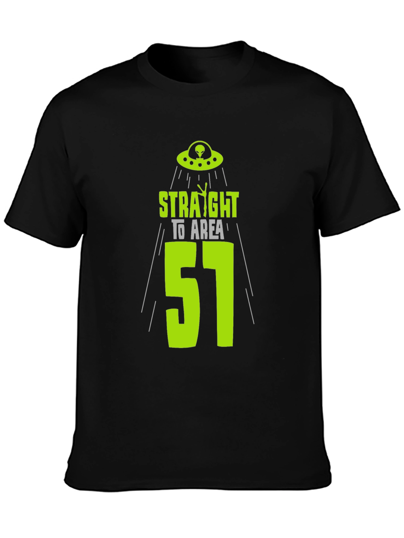 Area 51 Alien T-Shirt - Black Cotton UFO Design