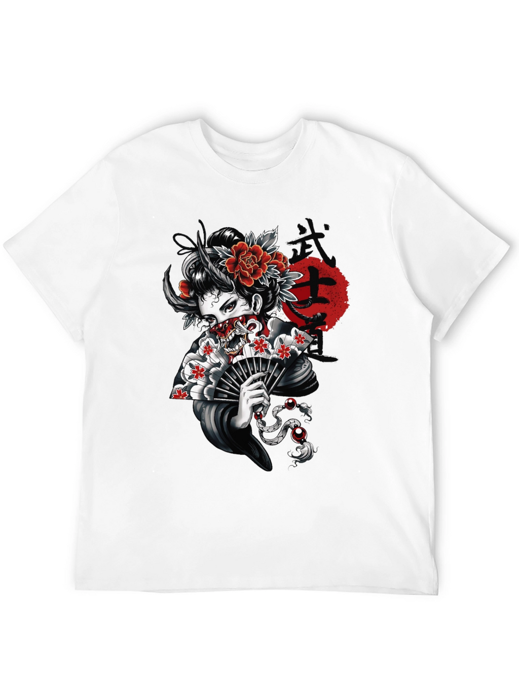 Geisha Oni Mask T-Shirt - Japanese Art Tee