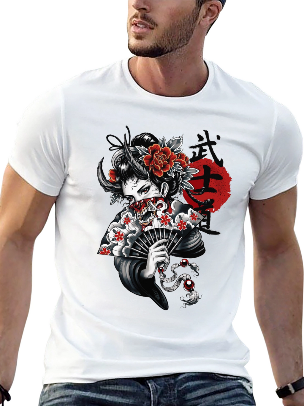 Geisha Oni Mask T-Shirt - Japanese Art Tee