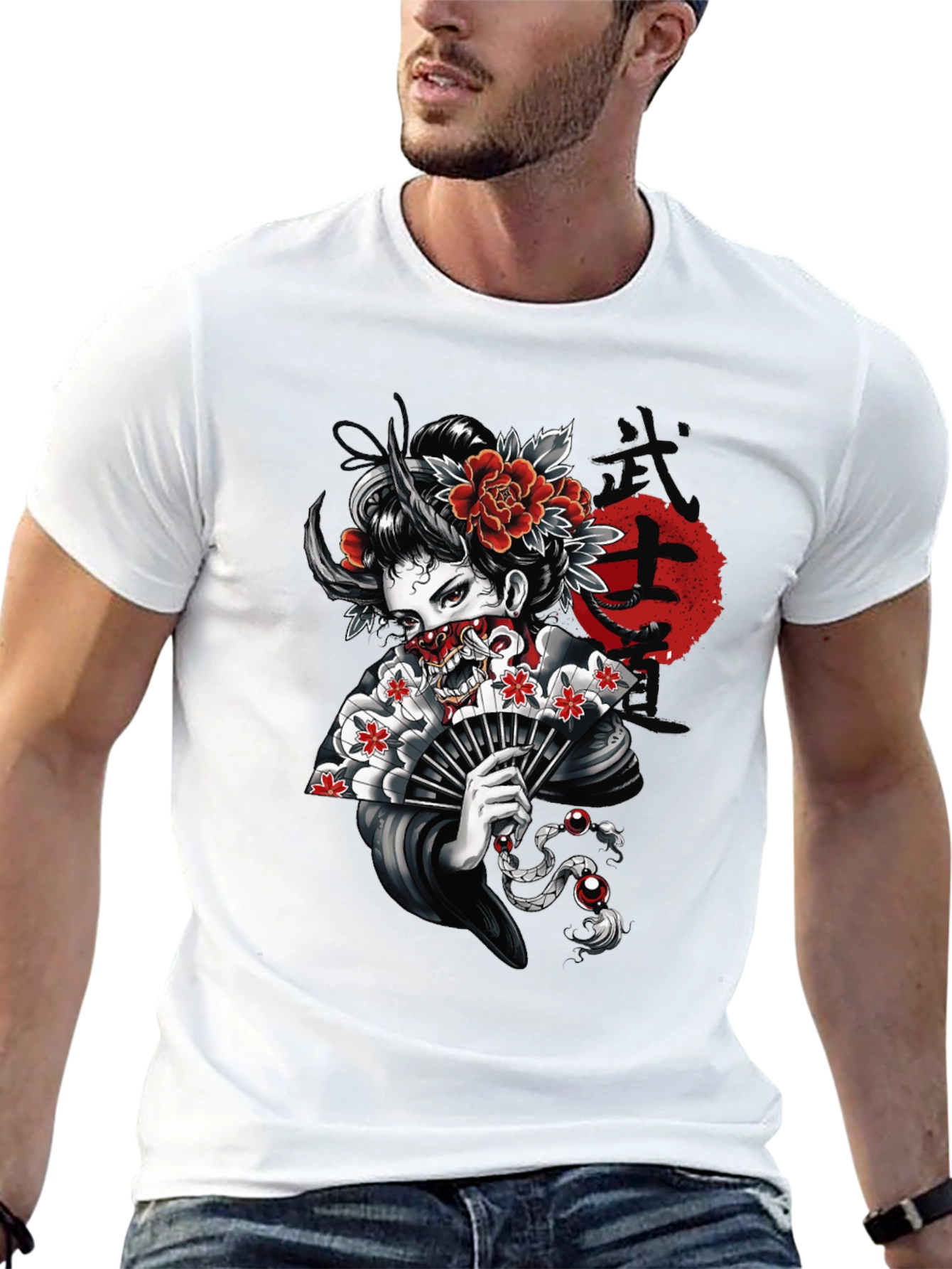 Geisha Oni Mask T-Shirt - Japanese Art Tee