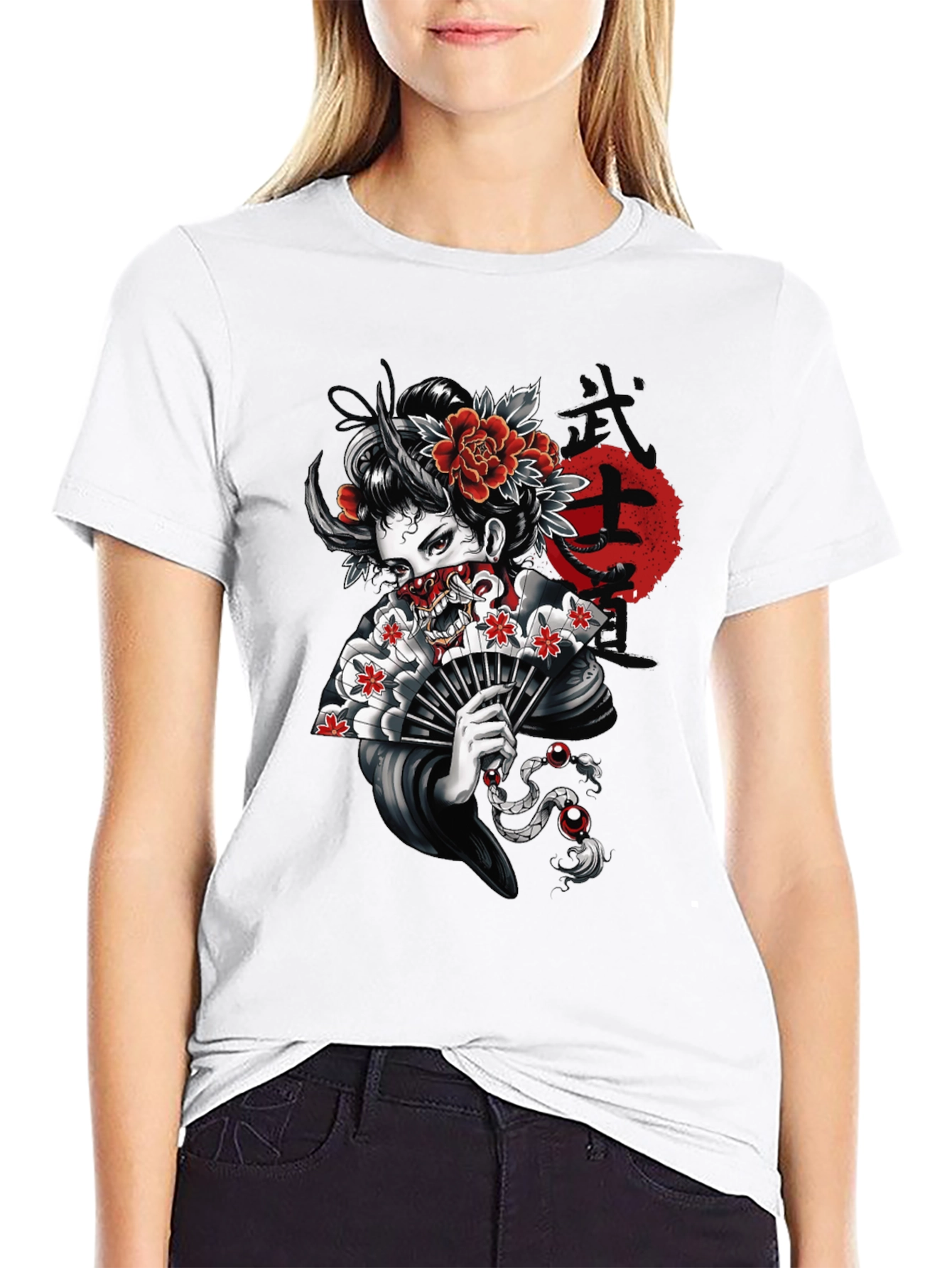 Geisha Oni Mask T-Shirt - Japanese Art Tee