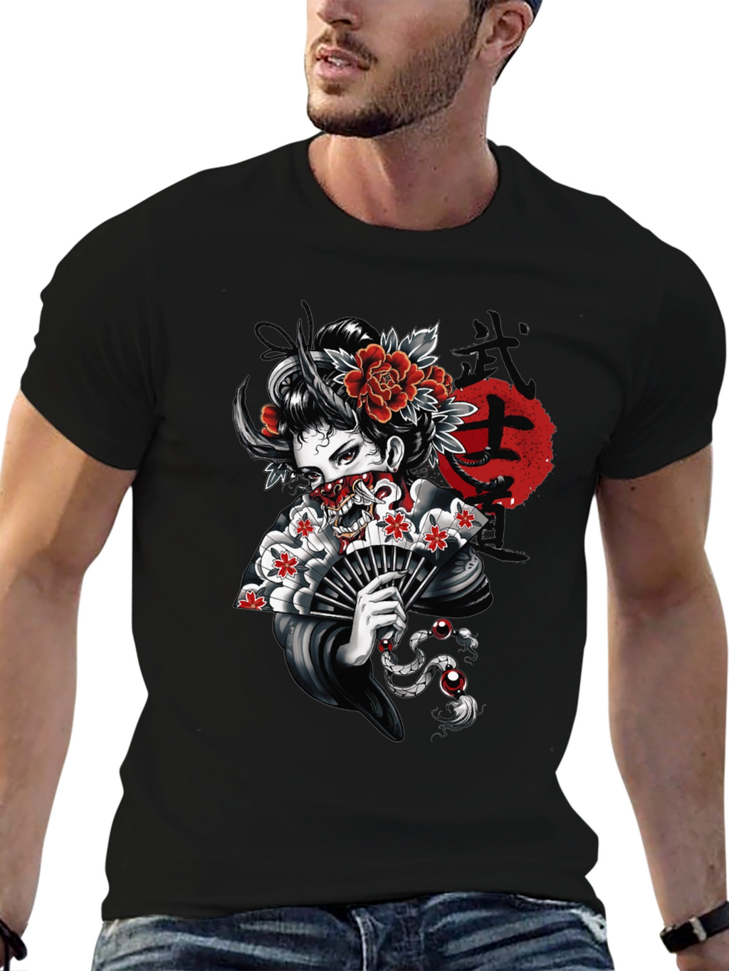 Geisha Oni Mask T-Shirt - Japanese Art Tee