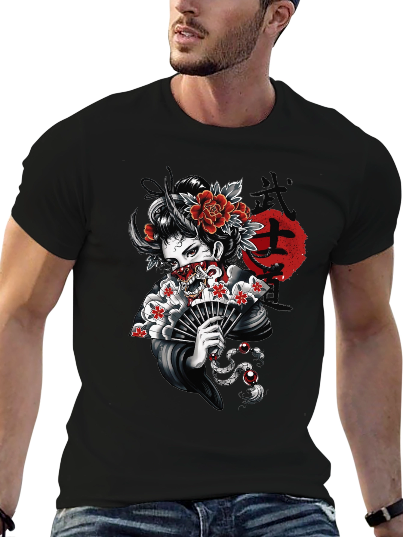 Geisha Oni Mask T-Shirt - Japanese Art Tee