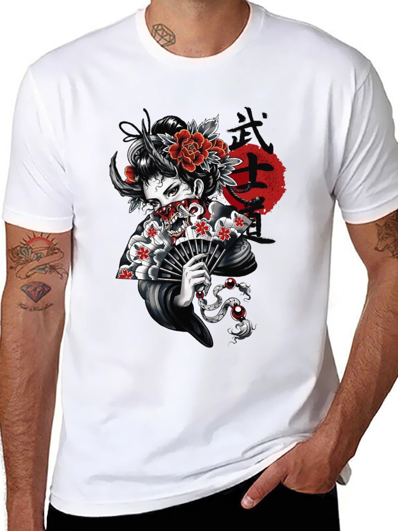 Geisha Oni Mask T-Shirt - Japanese Art Tee