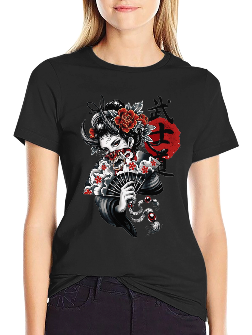 Geisha Oni Mask T-Shirt - Japanese Art Tee