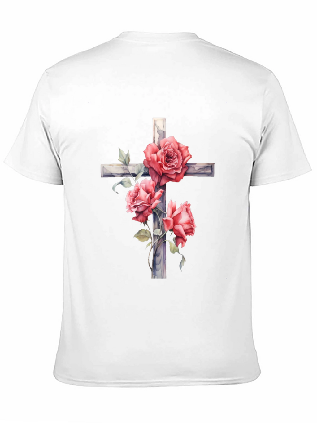 Rose Cross Graphic T-Shirt - Black