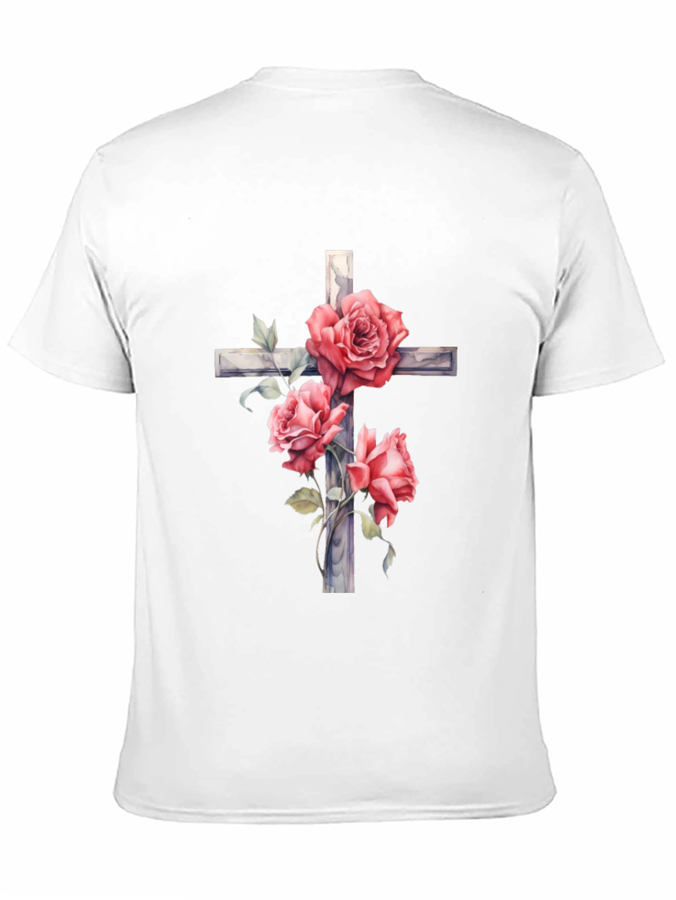 Rose Cross Graphic T-Shirt - Black