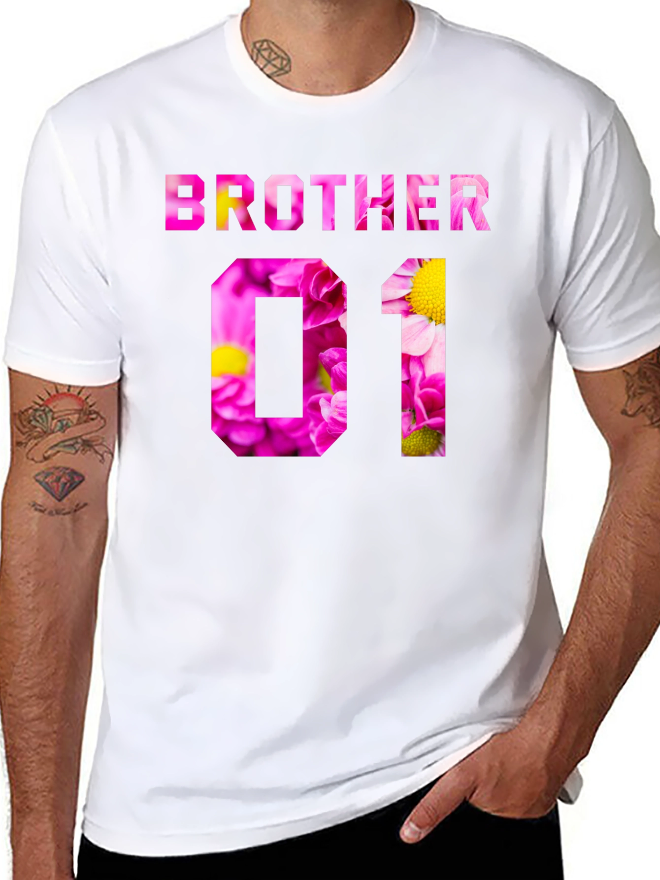Brother Floral Print Black T-Shirt
