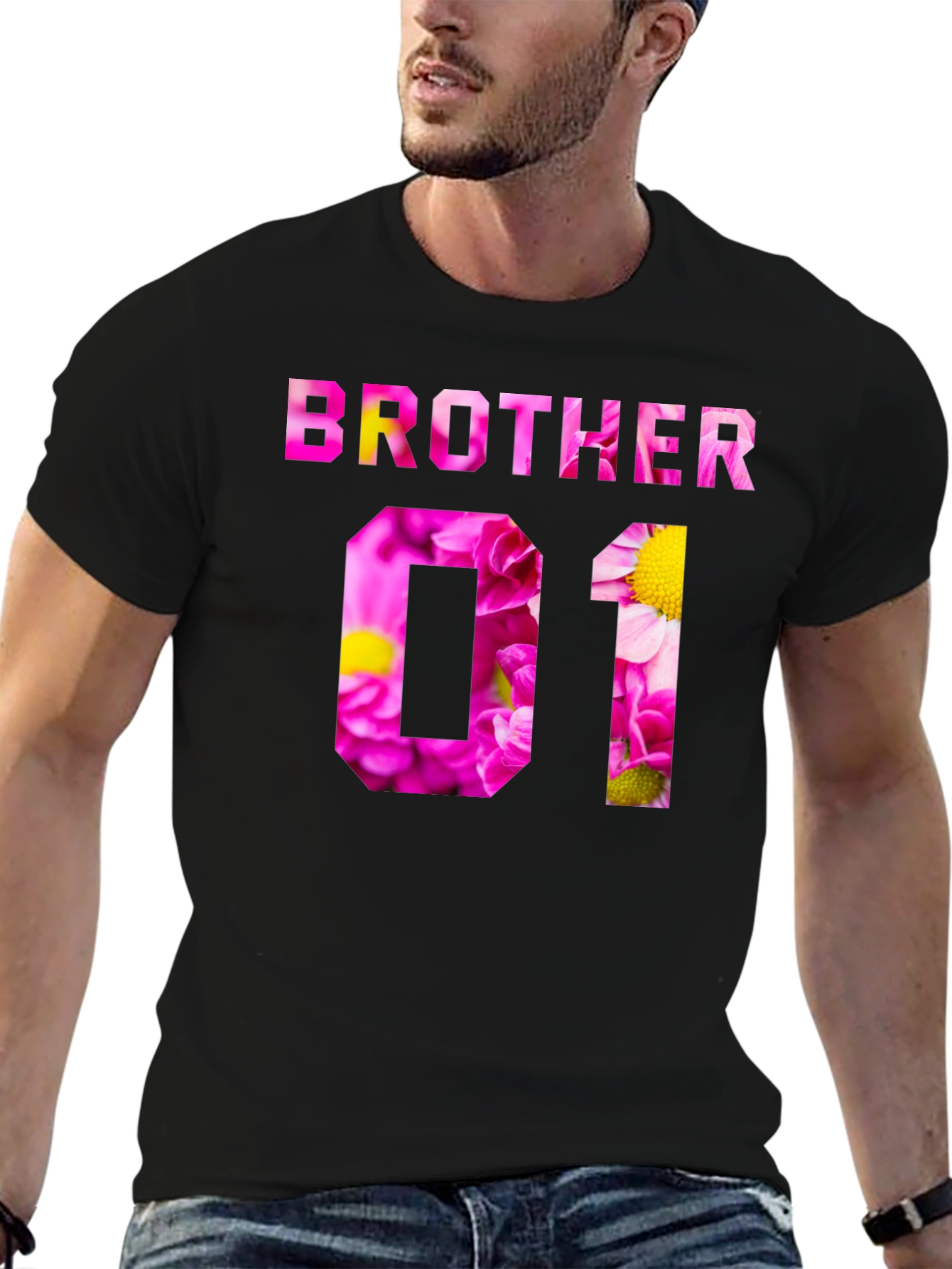 Brother Floral Print Black T-Shirt