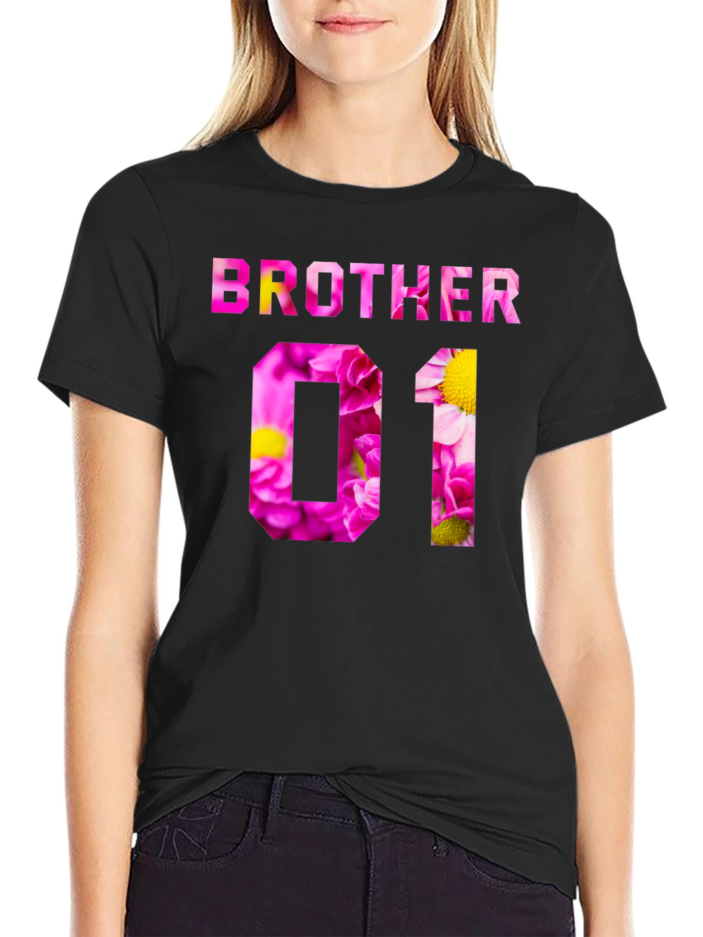 Brother Floral Print Black T-Shirt