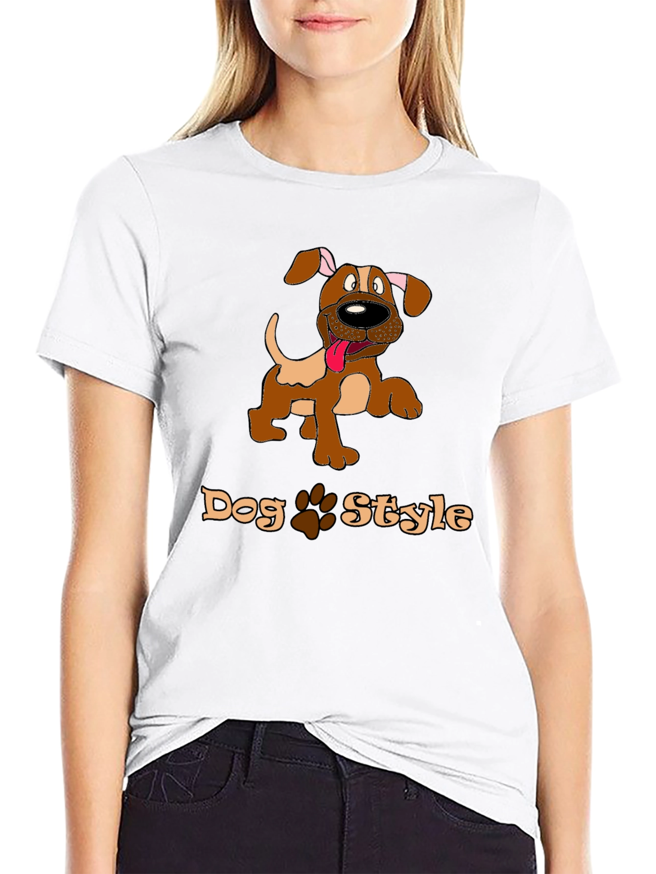 Dog Style Graphic Print T-Shirt
