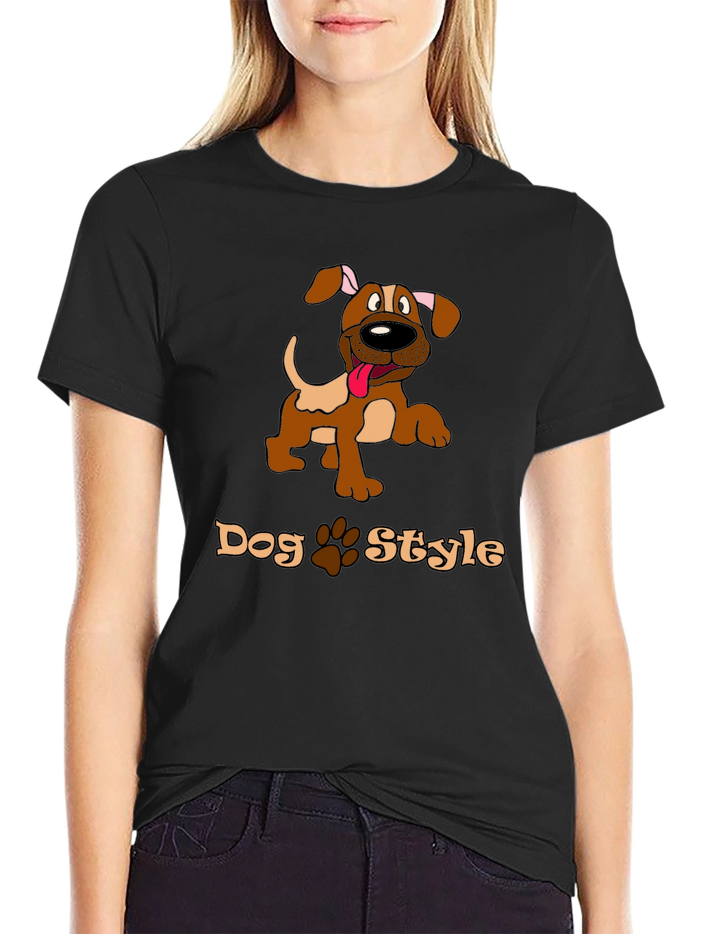 Dog Style Graphic Print T-Shirt