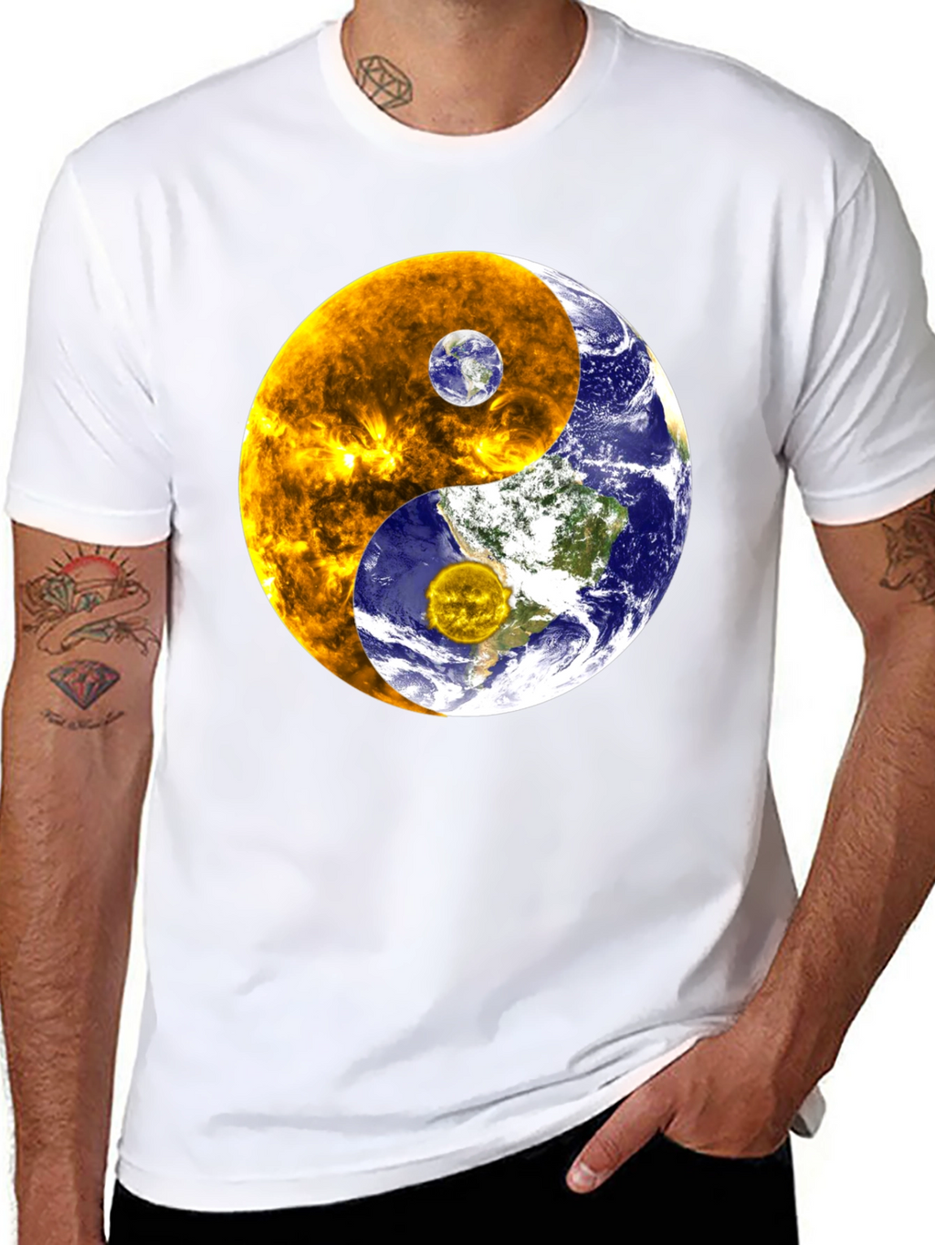 Yin Yang Earth & Sun Graphic T-Shirt