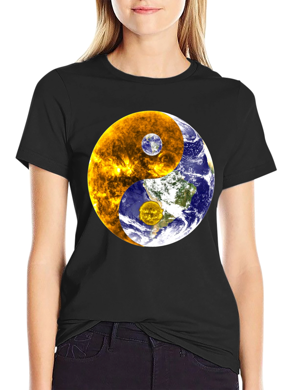 Yin Yang Earth & Sun Graphic T-Shirt