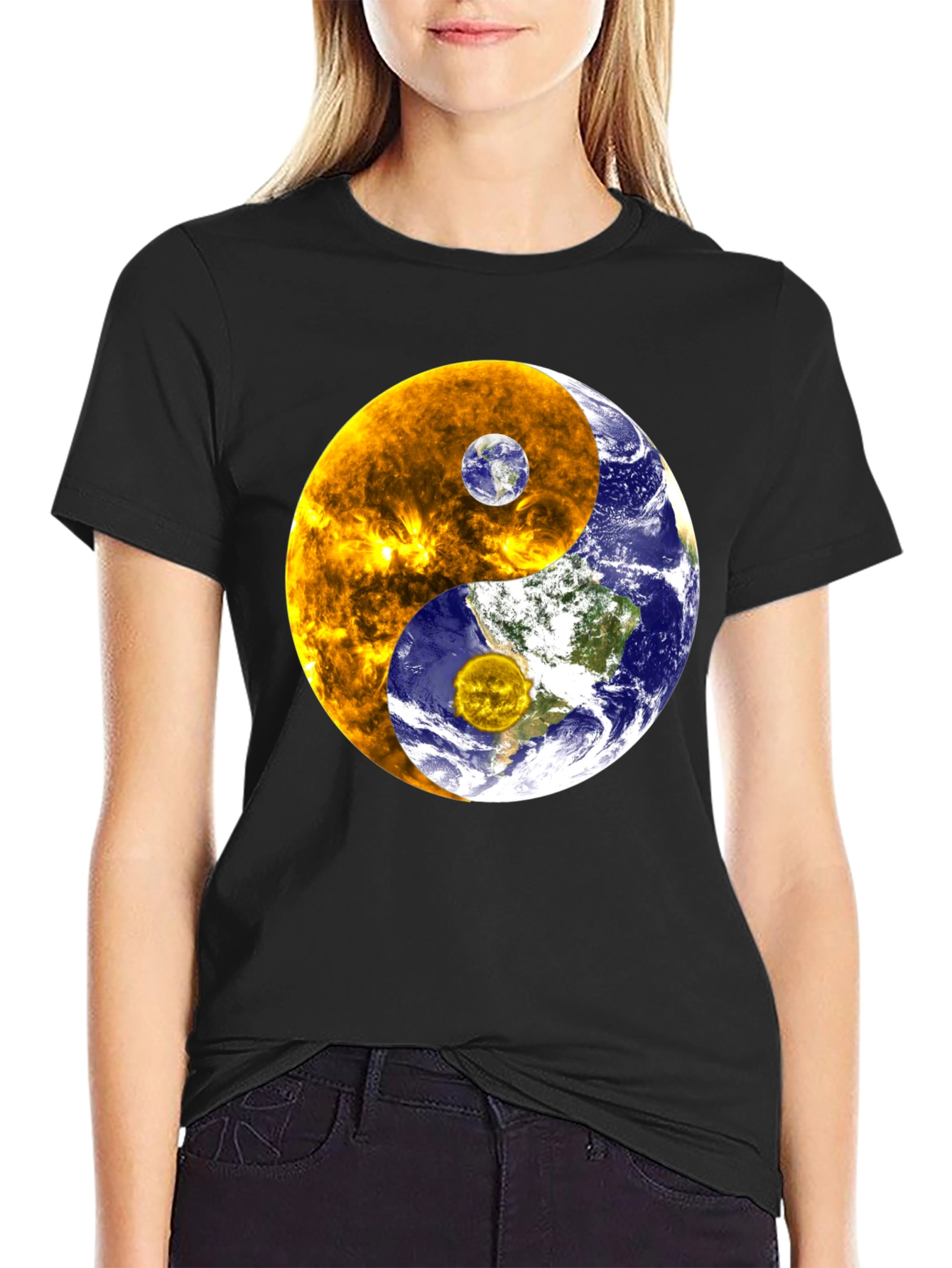 Yin Yang Earth & Sun Graphic T-Shirt