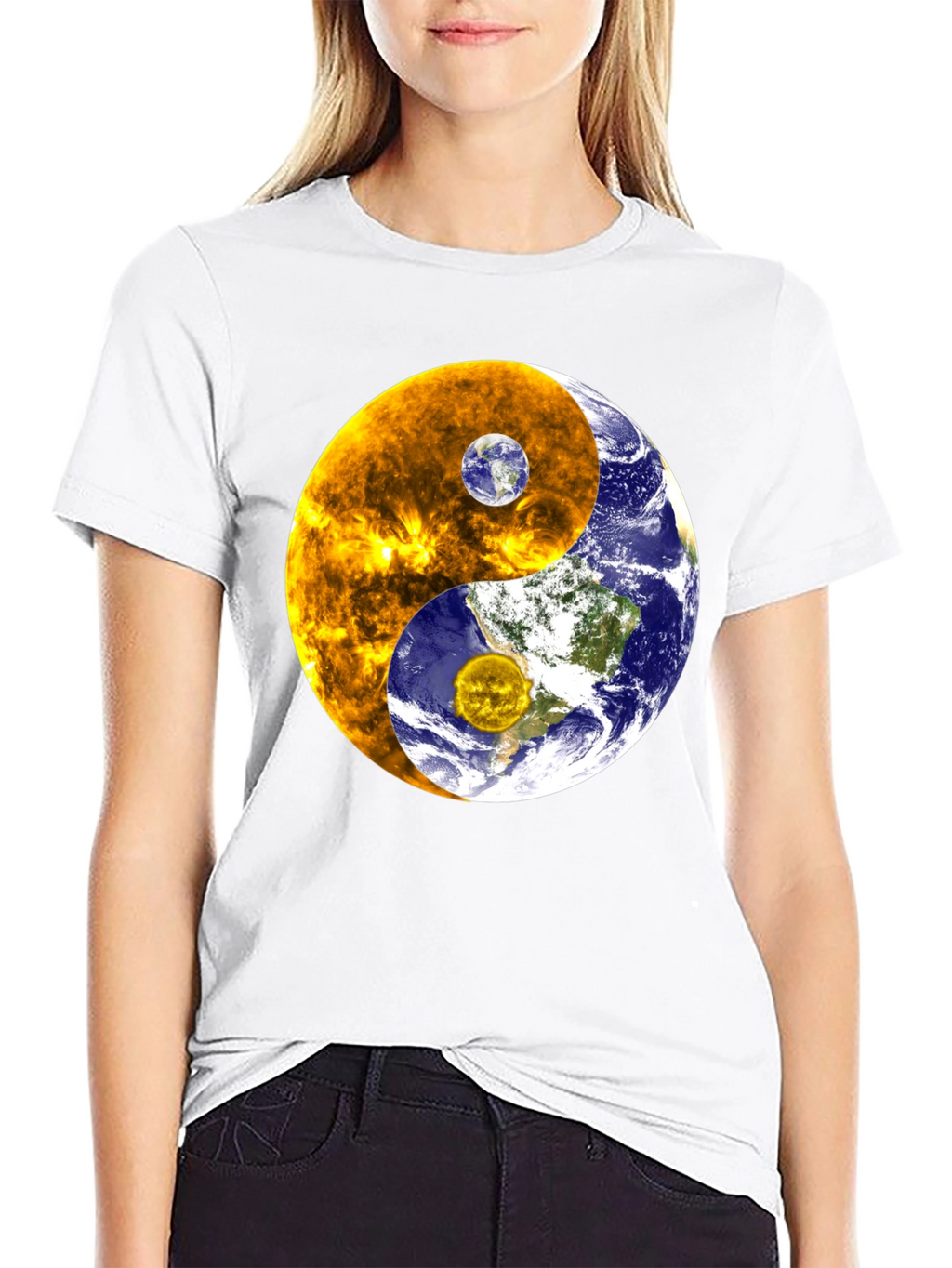 Yin Yang Earth & Sun Graphic T-Shirt