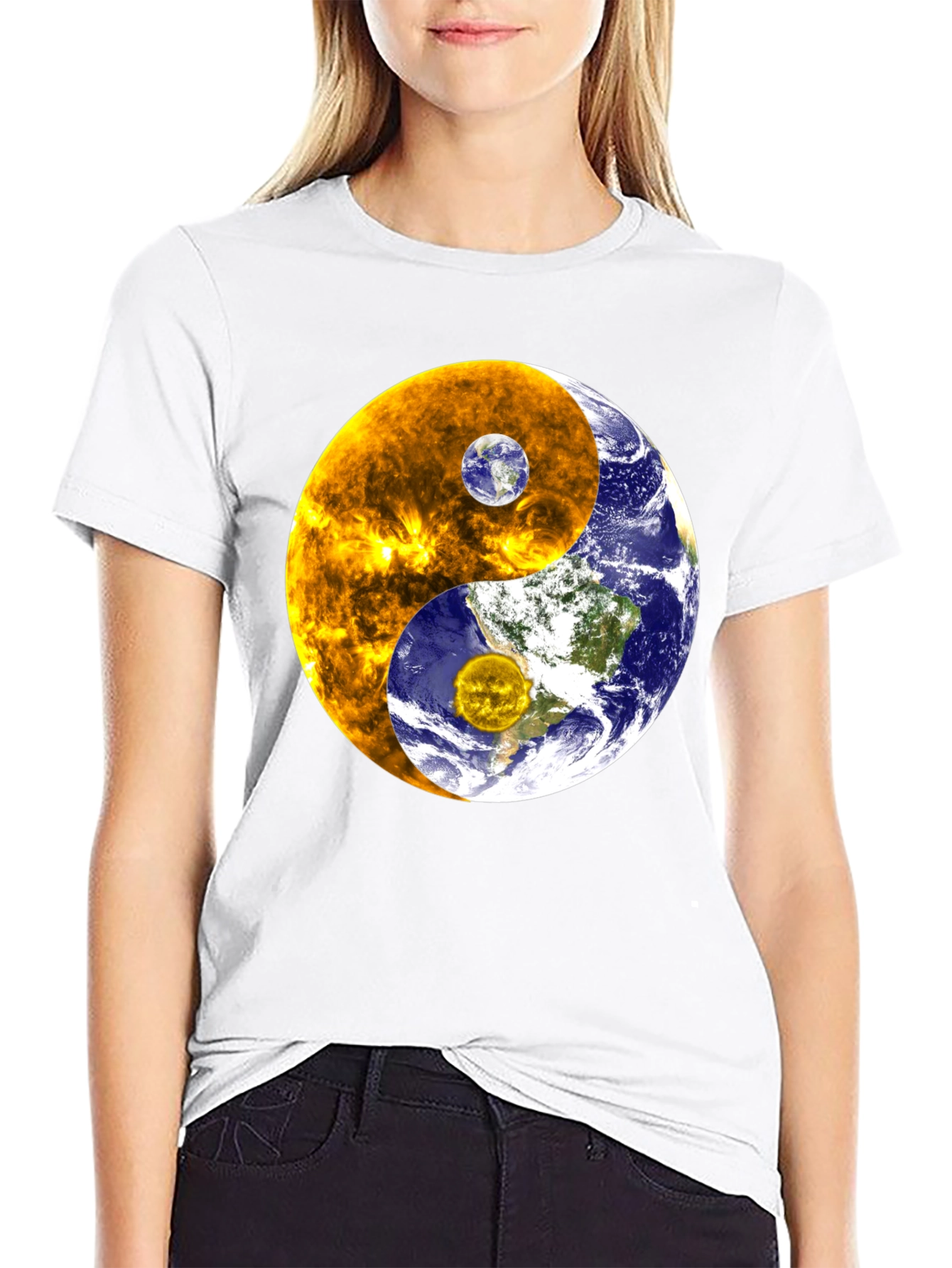Yin Yang Earth & Sun Graphic T-Shirt
