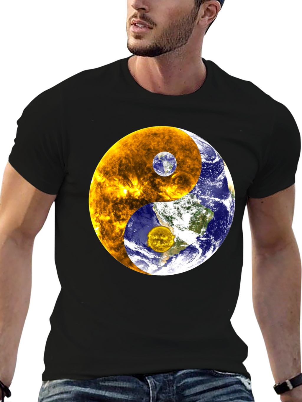 Yin Yang Earth & Sun Graphic T-Shirt
